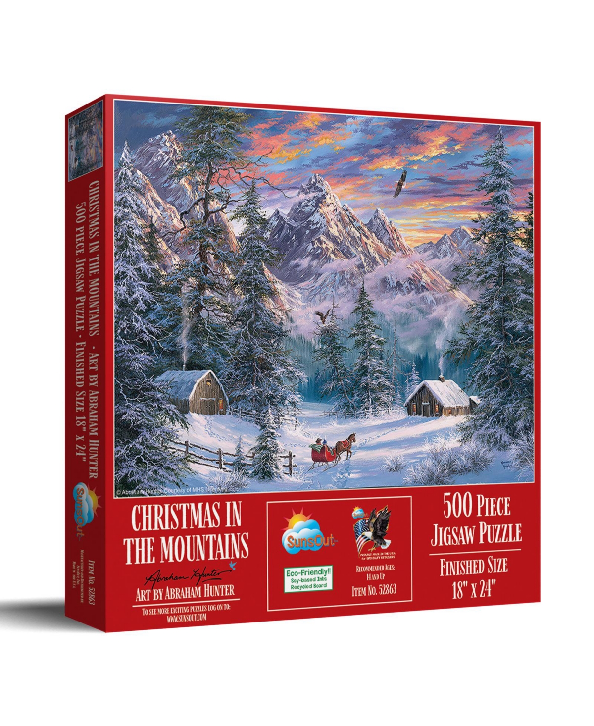 SunsOut Christmas in the Mountains 500 piece Jigsaw Puzzle for Adults Christmas