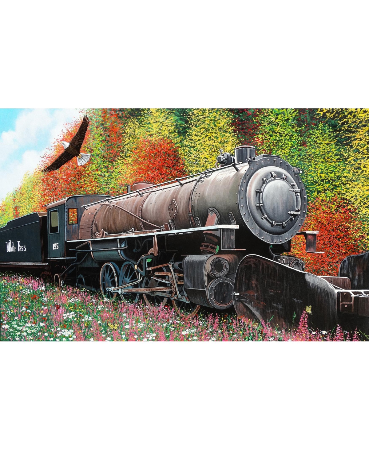 SunsOut Skagway Locomotive 550 piece Jigsaw Puzzle for Adults