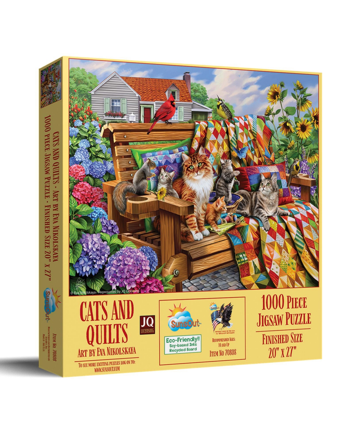 SunsOut Cats and Quilts 1000 piece Jigsaw Puzzle for Adults