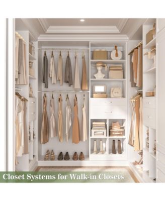 4-8 FT Walk-in Adjustable Closet Organizer System with 2 Drawers and 5 Rods, Fits 60-96'' Closets