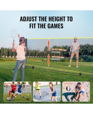 Adjustable Badminton and Volleyball Net, ft Foldable Pickleball Net with Poles, Stand and Carry Bag for Backyard Indoor Outdoor