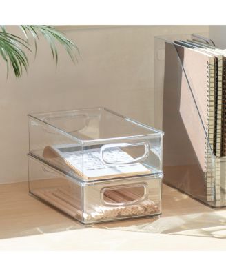 Plastic Stackable Pantry Bins with Handles, 4 Pack