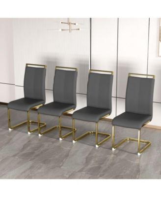 Modern Gray PU Leather Dining Chairs (Set of 4)