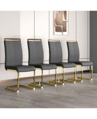 Modern Gray PU Leather Dining Chairs (Set of 4)