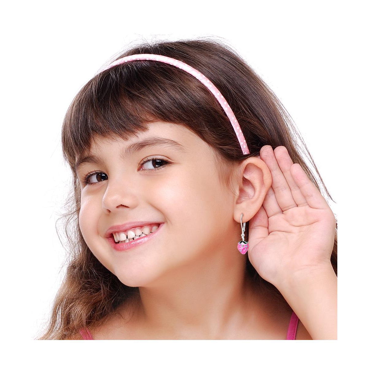 Chanteur Girls /Girl/Strawberry Crystal White Gold Palladium Plating Leverback Earring