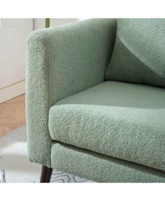 Teddy Fabric Barrel Chair with Solid Wood Legs (Green)