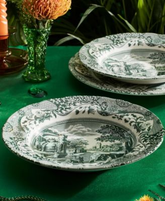 Heritage Green Italian Soup Plates, Set of 4