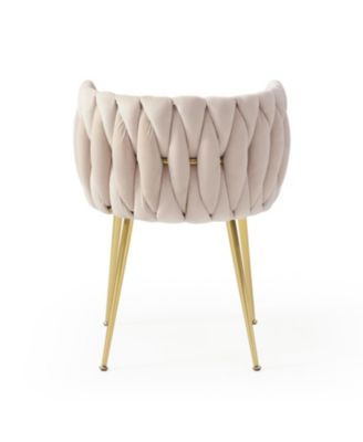 Velvet Dining Chairs Set of 2 Golden Metal Legs