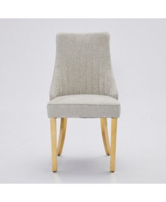 Chenille Dining Chairs Set of 2 (Beige)