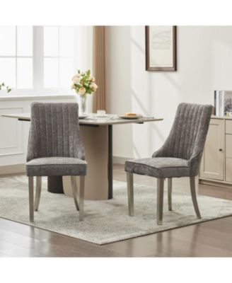 Chenille Dining Chairs Set of 2 (Gray)