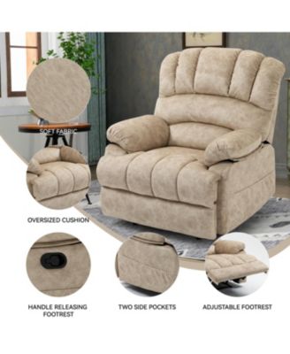 Large Manual Recliner Chair in Fabric for Living Room