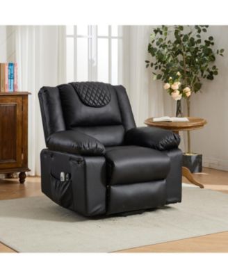 Black PU Remote-Controlled Heating and Massage Assistive Recliner for SeniorsI