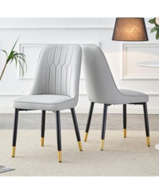 PU Dining/Living Room Chairs, Metal Legs, 2-Piece Set