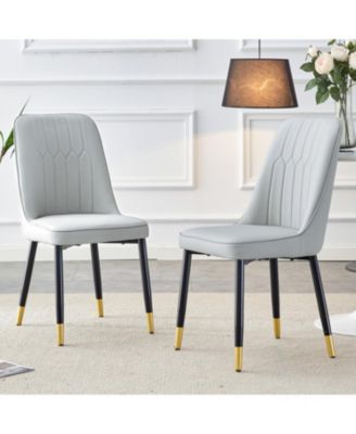 PU Dining/Living Room Chairs, Metal Legs, 2-Piece Set