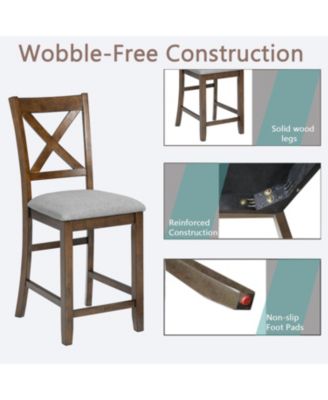 Counter Height Chairs (Set of 4), Padded Seat, Walnut