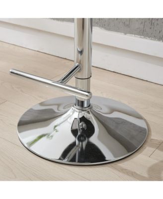 Chrome Swivel Velvet Barstools, Adjustable Height, Tufted, Gray (Set of 2)