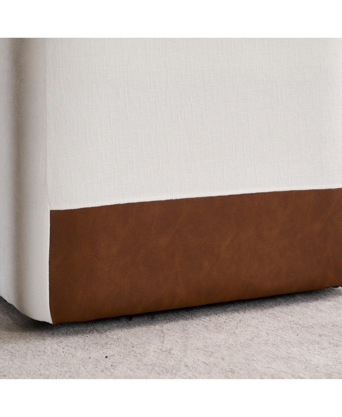 Streamdale Furniture Linen Upholstered Armless Dining Chair with Casters,Ivory