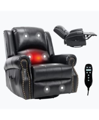 Streamdale Heat Massage Rocker Recliner Chair, Swivel Fabric, Black