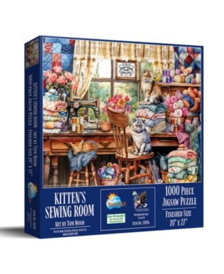 Kittens Sewing Room 1000-piece Jigsaw Puzzle for Adults