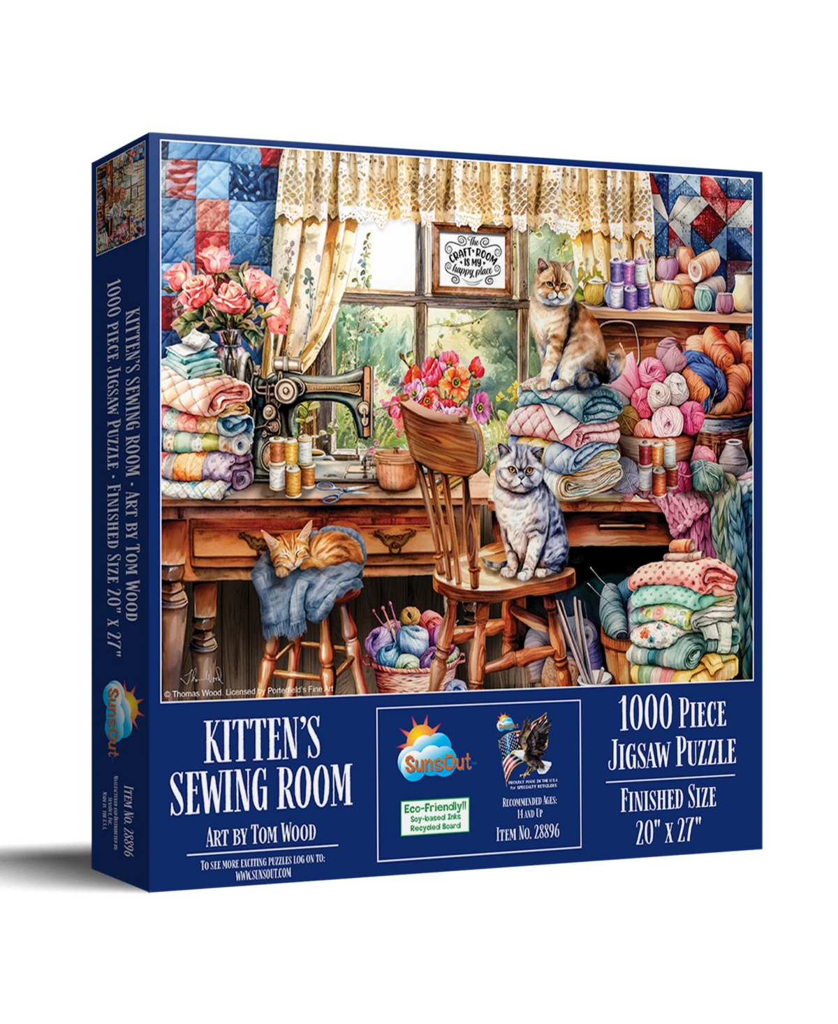 SunsOut Kittens Sewing Room 1000-piece Jigsaw Puzzle for Adults