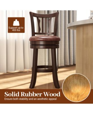 26'' Counter Height Swivel Bar Stools Set of 4 w/Back & Faux Leather Seat