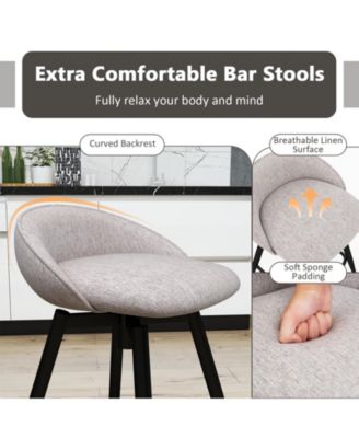 25'' Upholstered Bar Stools Set of 2 w/ Footrest Backrest & Metal Frame