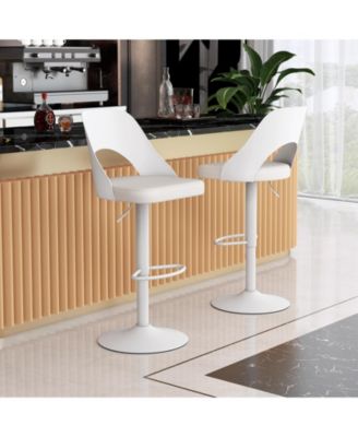 Bar Stools Set of 4 w/Enlarged PU Leather Seat Footrest Swivel Bar Chairs