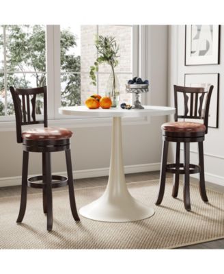 30'' Bar Height Swivel Bar Stools Set of 4 w/Back & Faux Leather Seat