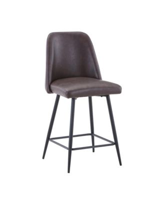 Mid-Century Modern Faux Leather Upholstered Counter Height Barstool (Set of 2