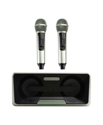 Portable Karaoke Speaker System with 2 Wireless Mics, 20W HiFi Sound, Bluetooth & AUX for Parties and Camping