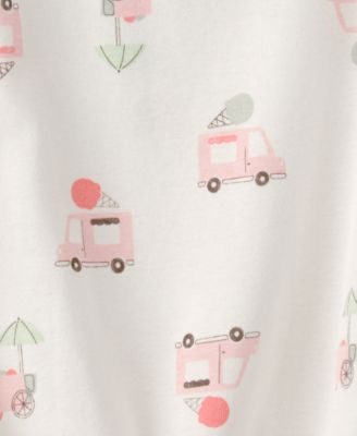 Baby Girls' Ice Cream Truck Print Flutter-Sleeve Romper