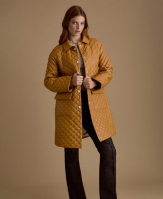 Women's Quilted Leather Coat, Created For Macy's