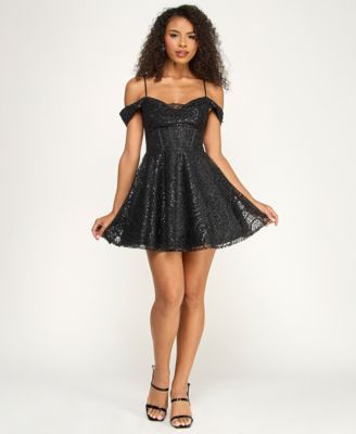 Juniors' Spaghetti Strap Sweetheart Neck Dress