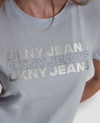 Women's Double Foil Horizontal Outline Stud Logo T-Shirt