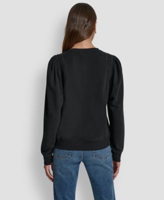 Women's Lace Detail Crew Neck Sweatshirt