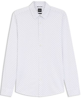 Men's Printed Cotton Blend Slim-Fit Dress Shirt