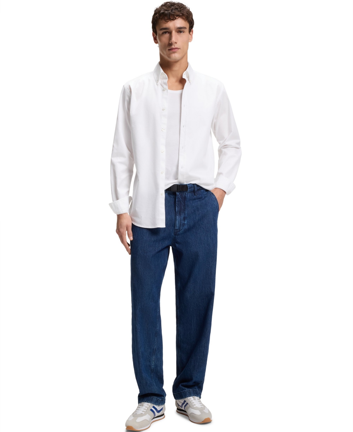 Boss by Hugo Men's Regular-Fit Stretch-Cotton Dobby Shirt