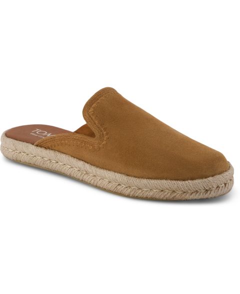 Женские сабо TOMS Santiago Espadrille Round Toe Mules, цвет: Коричневый замшевый