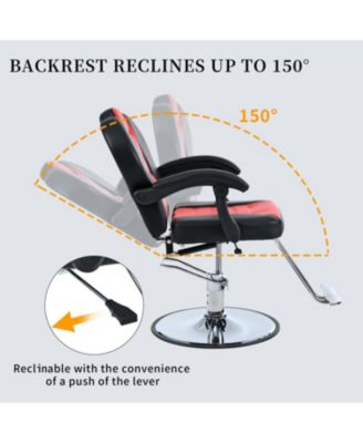  Reclining Barber Chair with Hydraulic Pump and 360