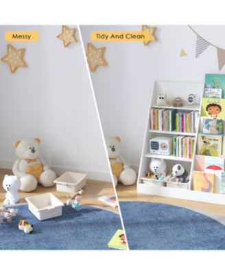 Kids Bookcase & Toy Organizer, 4-Tier Wooden Storage