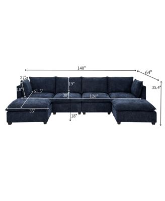 Comfy Cloud Couch Sectional 4 Seat Sofa w/ 2 Ottomans