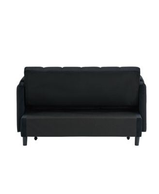  52" Black Velvet Sleeper Sofa with Pillows & Pockets
