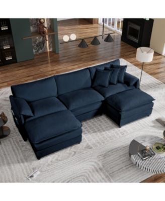 U Shaped Sectional Sofa with Ottomans