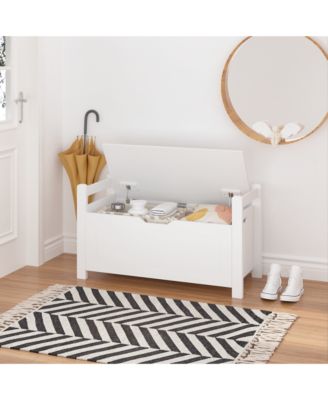 Kids Toy Organizer Chest White Wood Storage Trunk