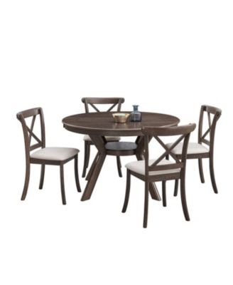 Mid-Century Modern Wood Dining Set (Table + 4 Chairs