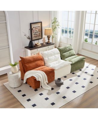  Accent Armless Sofa Lounger with Backrest for Home and Office