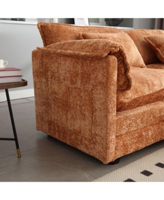 Chenille fabric, removable armrests with side pockets, high density sponge filling, oversized double sofa with footstool