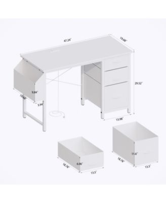  47" Office Desk with Power Outlet, Storage, and Reversible Design