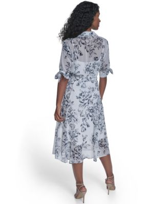 Women's Tie-Sleeve Printed Midi Dress