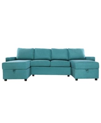 103.9" U-Shaped Sectional Sofa w/ Storage Chaise & USB